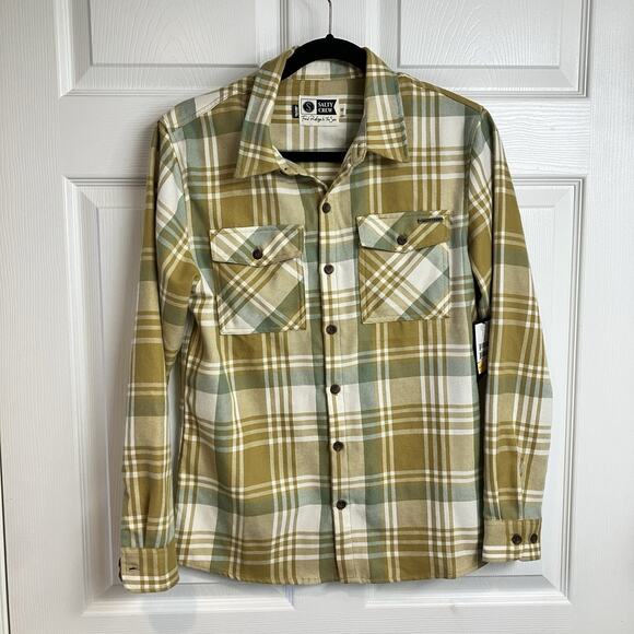 Salty Crew Long Haul Flannel Plaid Long Sleeve Button Down Shirt Mens Size XS - Picture 1 of 7